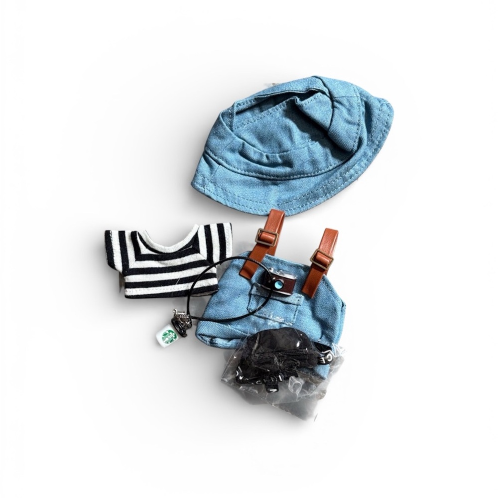 Labubu Denim Hat and Striped Outfit Set